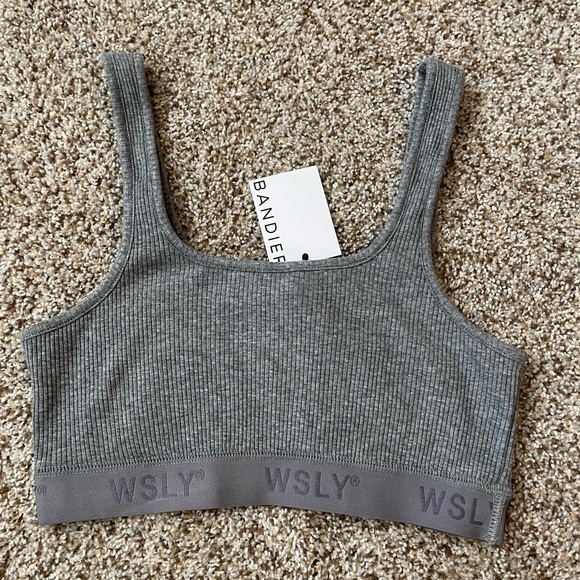 WSLY Sutton Ribbed Scoop Neck Bra Bralette Gray Heather S 4 6 Shopbop Bandier - Picture 1 of 4
